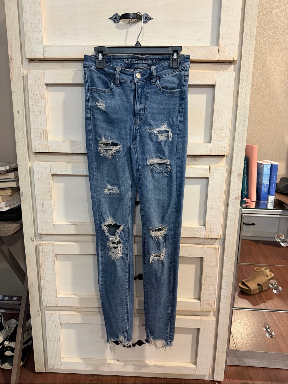 American Eagle Outfitters Blue Ripped Skinny Jeans